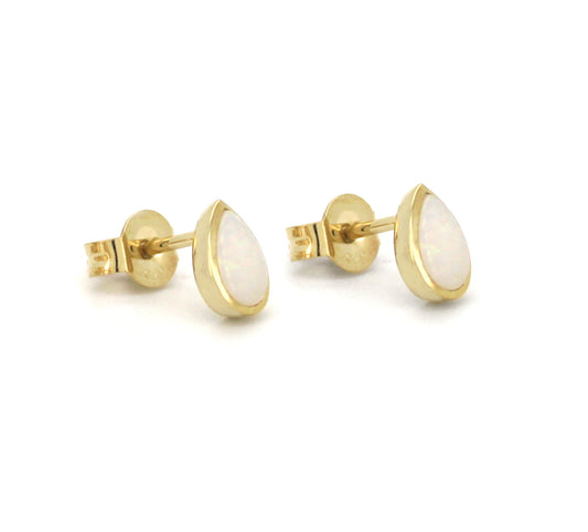 9ct yellow Gold studs with pear shaped opal.