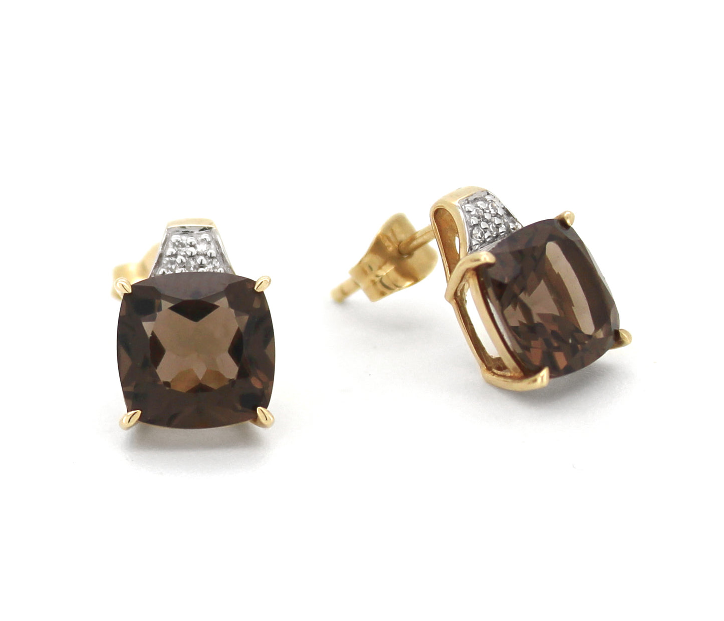 9ct yellow gold earrings showcasing smokey quartz