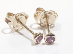 9Ct Yellow Gold Pink Sapphire Bezel Set Studs