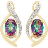 9Ct Yellow Gold Mystic Topaz & Diamond Earring