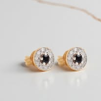 Sapphire Earrings with Diamond Halo