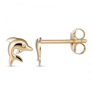 9Ct Yellow Gold Dolphin Stud Earring