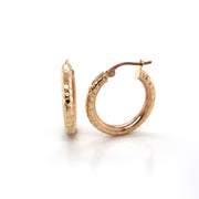 9Ct Yellow Gold 3Mm Wide Textured Hoop Earrings 15Cm Dia