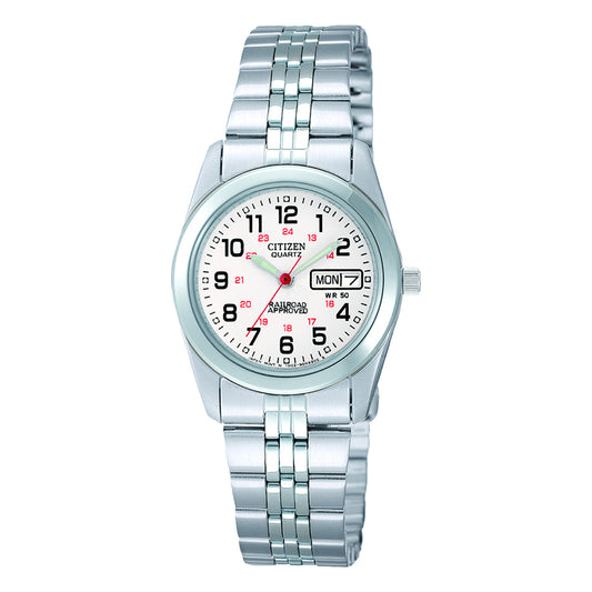 LADIES STAINLESS QUARTZ 50 DAY DATE WORK WATCH