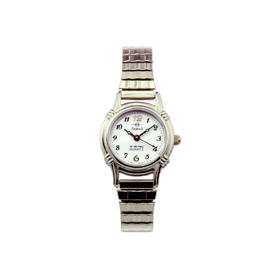 Adina Stainless Steel Ladies White Full Figure Watch