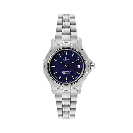 Adina Stainless Steel Ladies 100M Oceaneer Blue Dial Sapphire Bracelets