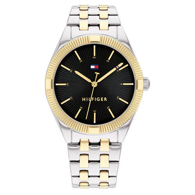 Tommy Hilfiger Two Tone Bracelet Black Dial Timepiece