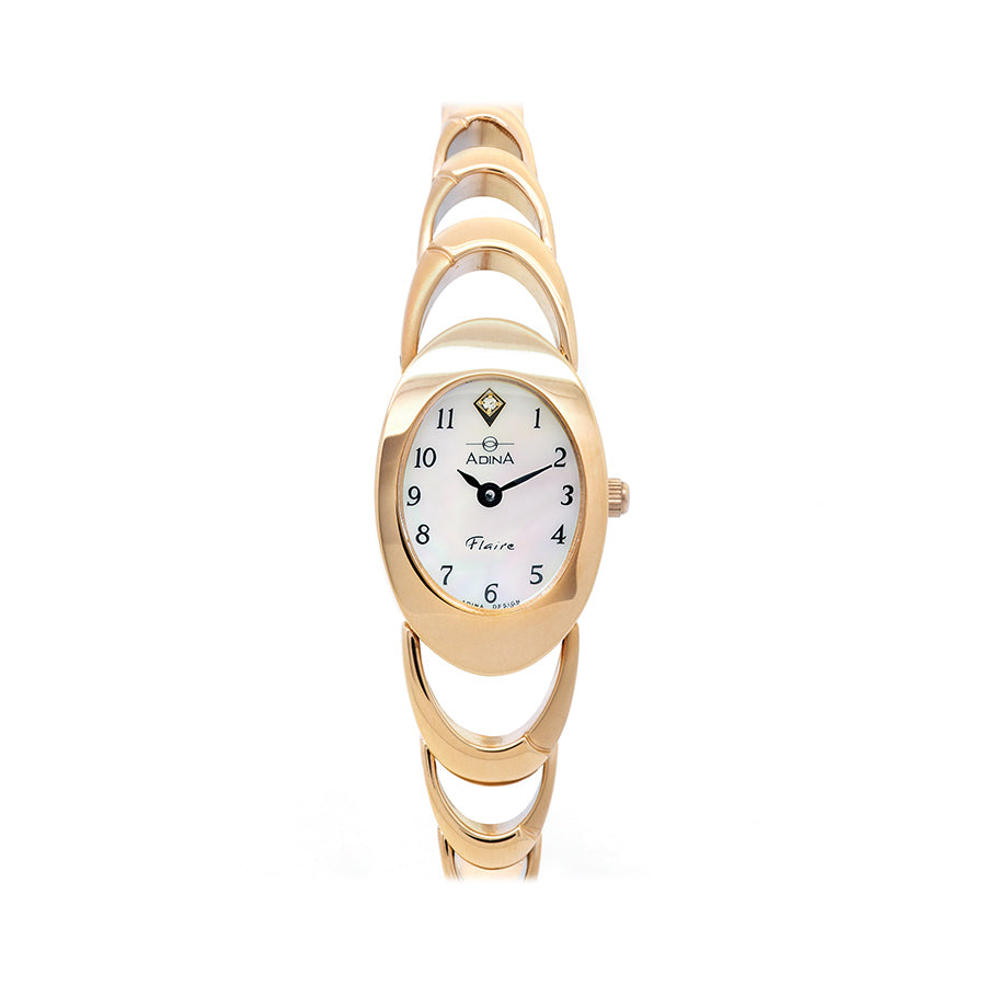 Ladies Kensington Rose Stainless Steel Mother Of Pearl Face Full Figure 30M Watch With Lab Grown Diamond Set In The Face