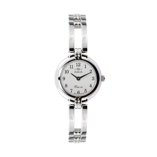 Ladies Flaire Stainless Steel White Full Fig Dial Sapphire Glass