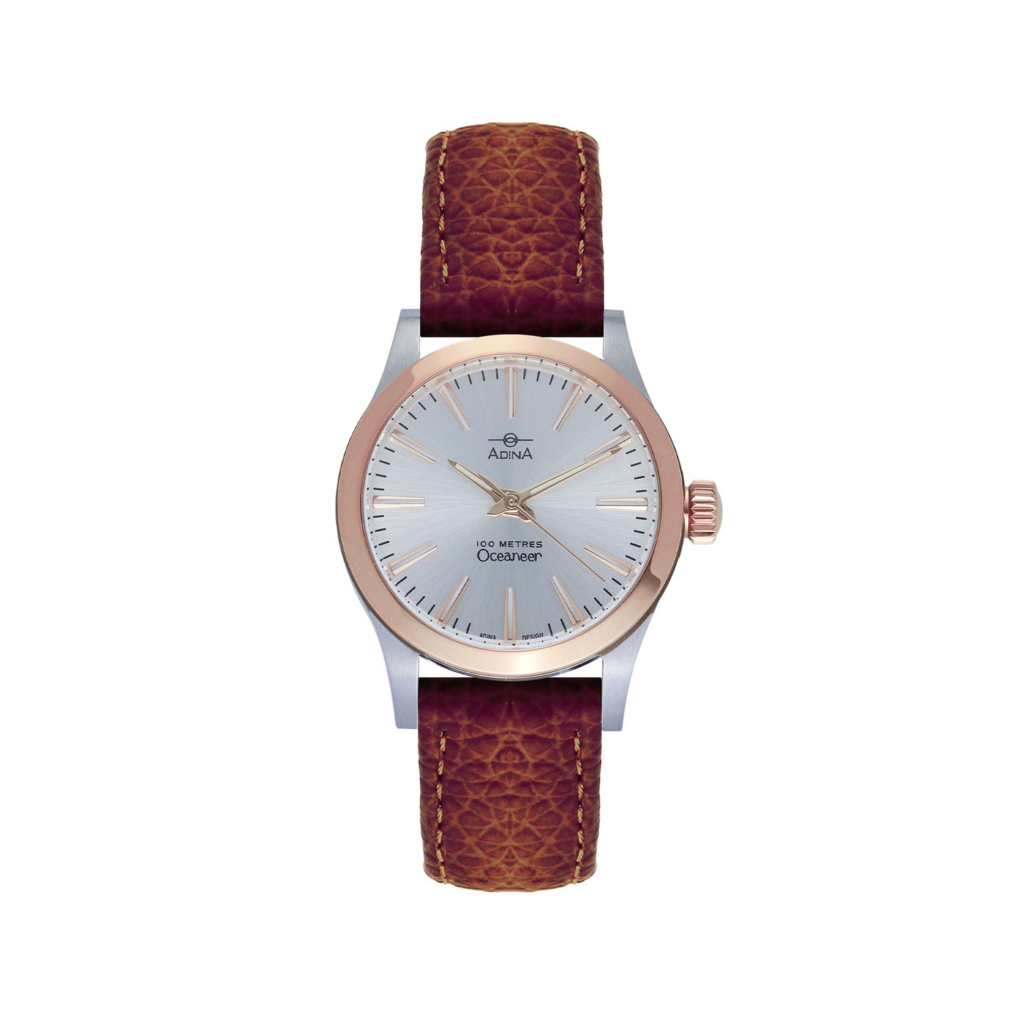 Adina Rose Steel Ladies Oceaneer White Index Leather Strap