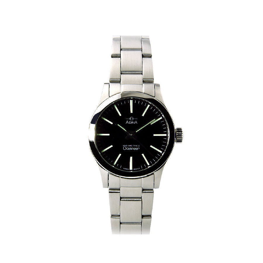 LDS OCEANEER S/S BLACK INDEX DIAL B/LET