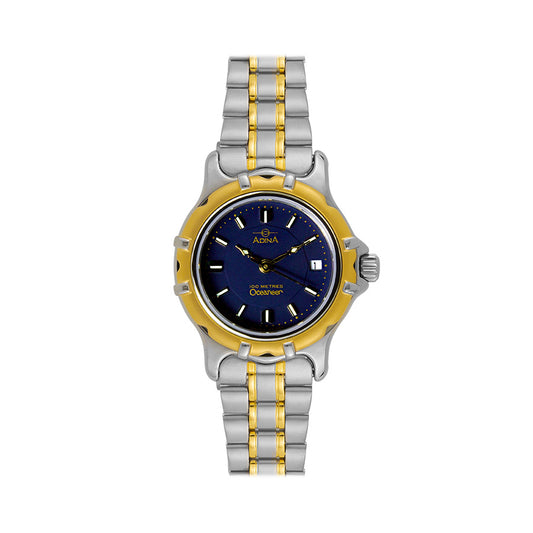 Ladies 2 Tone 100M Stainless Steel Bllue Dial Sapphire Glass Watch With 2 Tone Bracelet