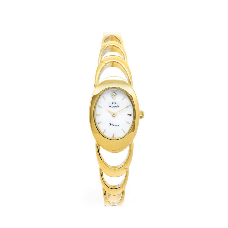 Adina Kensington Ladies Gold Plated Stainless Steel 30M Water Resistant Mother Of Pearl Face And Lad Grown Diamond In Face Of Watch