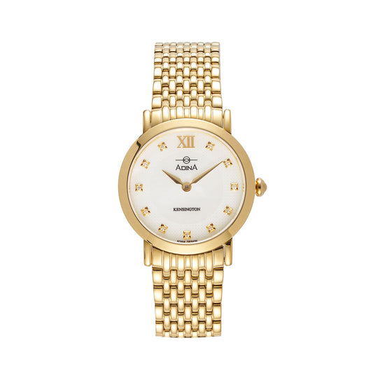 Ladies Kensington 30M Water Resistant Round Gold Plated Mother Of Peal Face