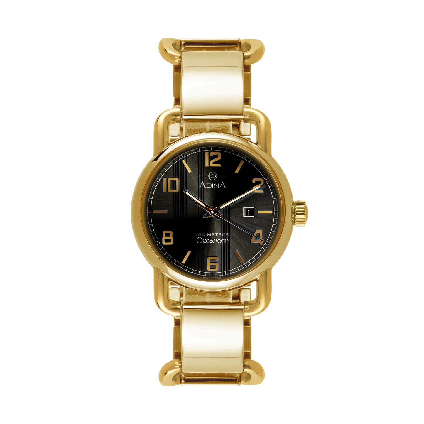 Ladies Adina Stainless Steel Gold Plated Oceaneer Black Face Numbers And Batons