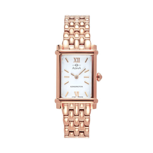 Ladies 30M Kensington Tank Style Rose Gold White Index Watch