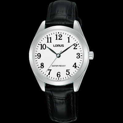 Ladies Full Figure Black Leather Strap