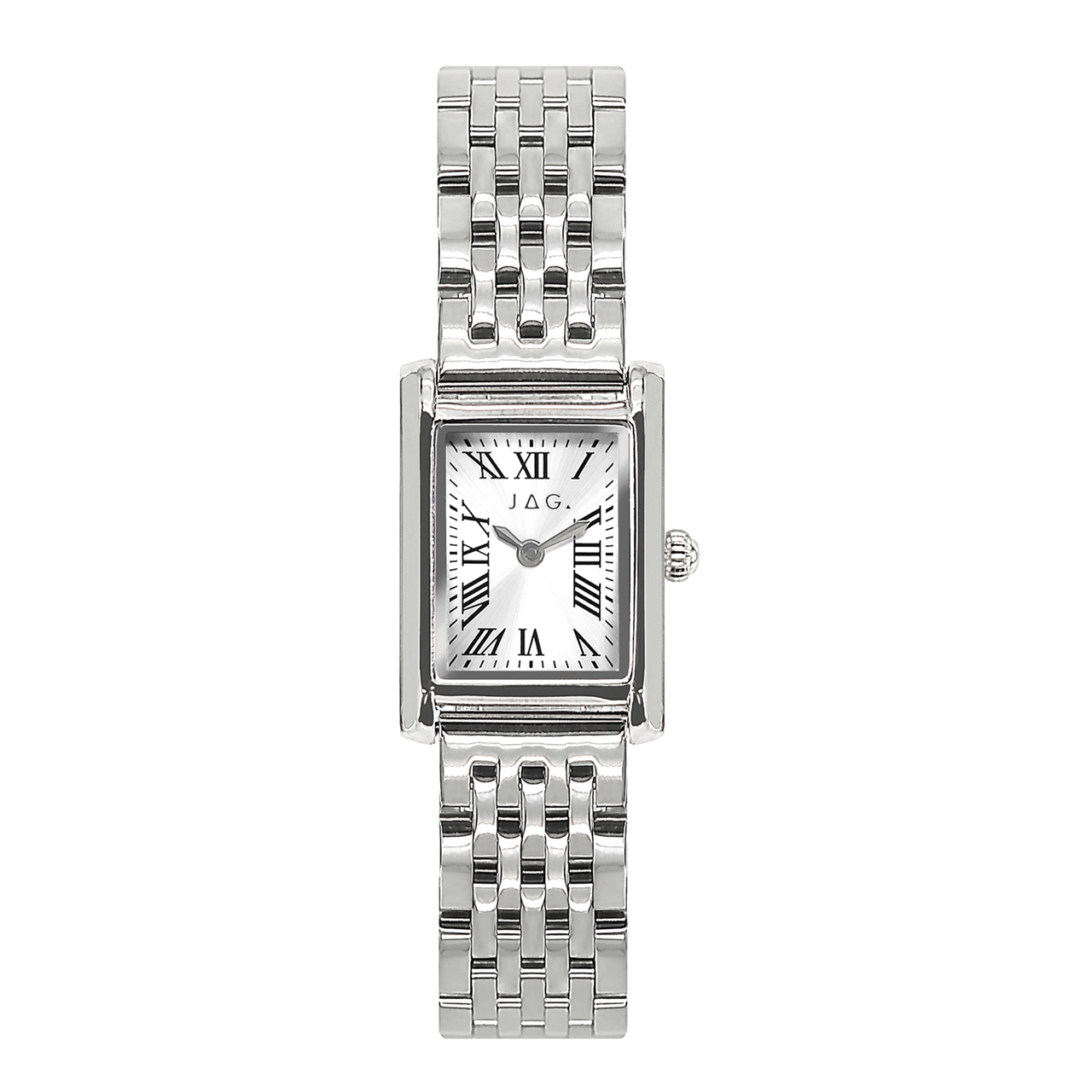 Stainless Steel Ladies Rectangle White Face Ladies Watch