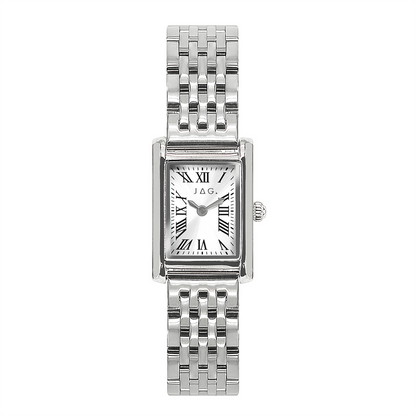 Stainless Steel Ladies Rectangle White Face Ladies Watch