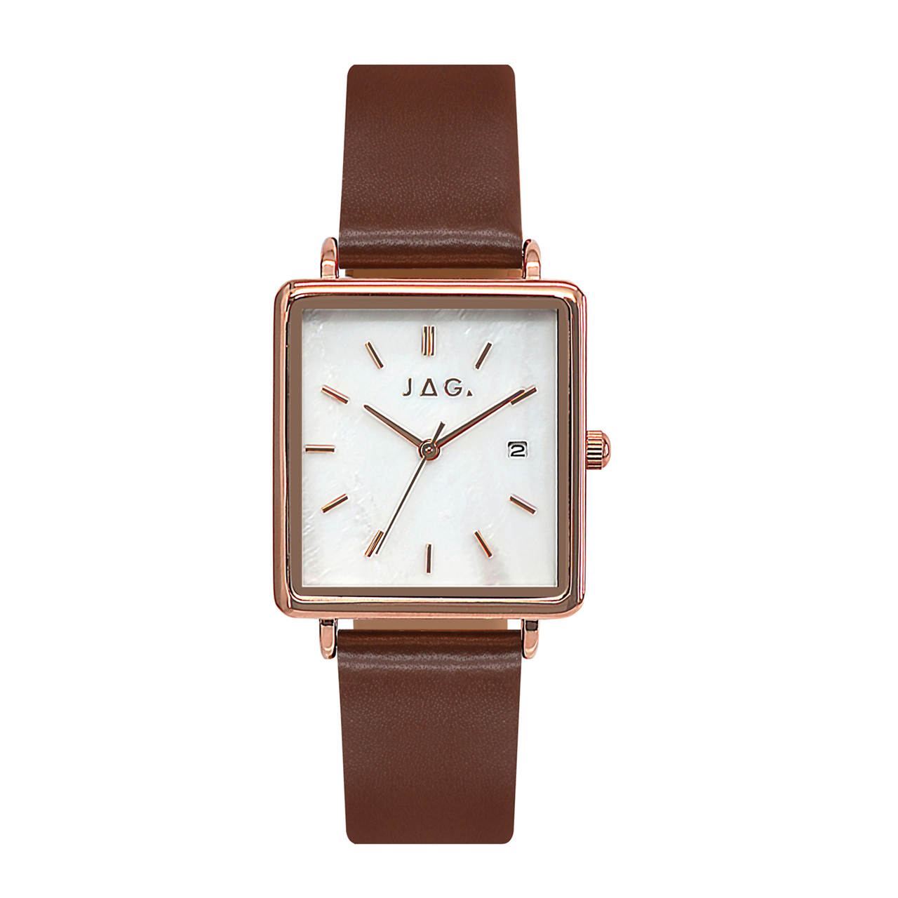 Stainless Steel Rose Gold Plate Square Watch White Face Water Resistant Watch