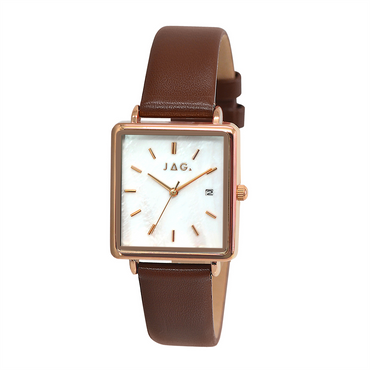 Stainless Steel Rose Gold Plate Square Watch White Face Water Resistant Watch