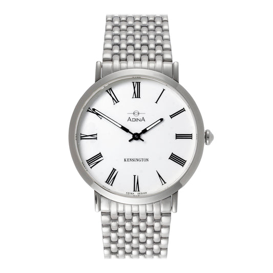 Kensington Unisex Stainless Steel White Roman Numeral Bracelet