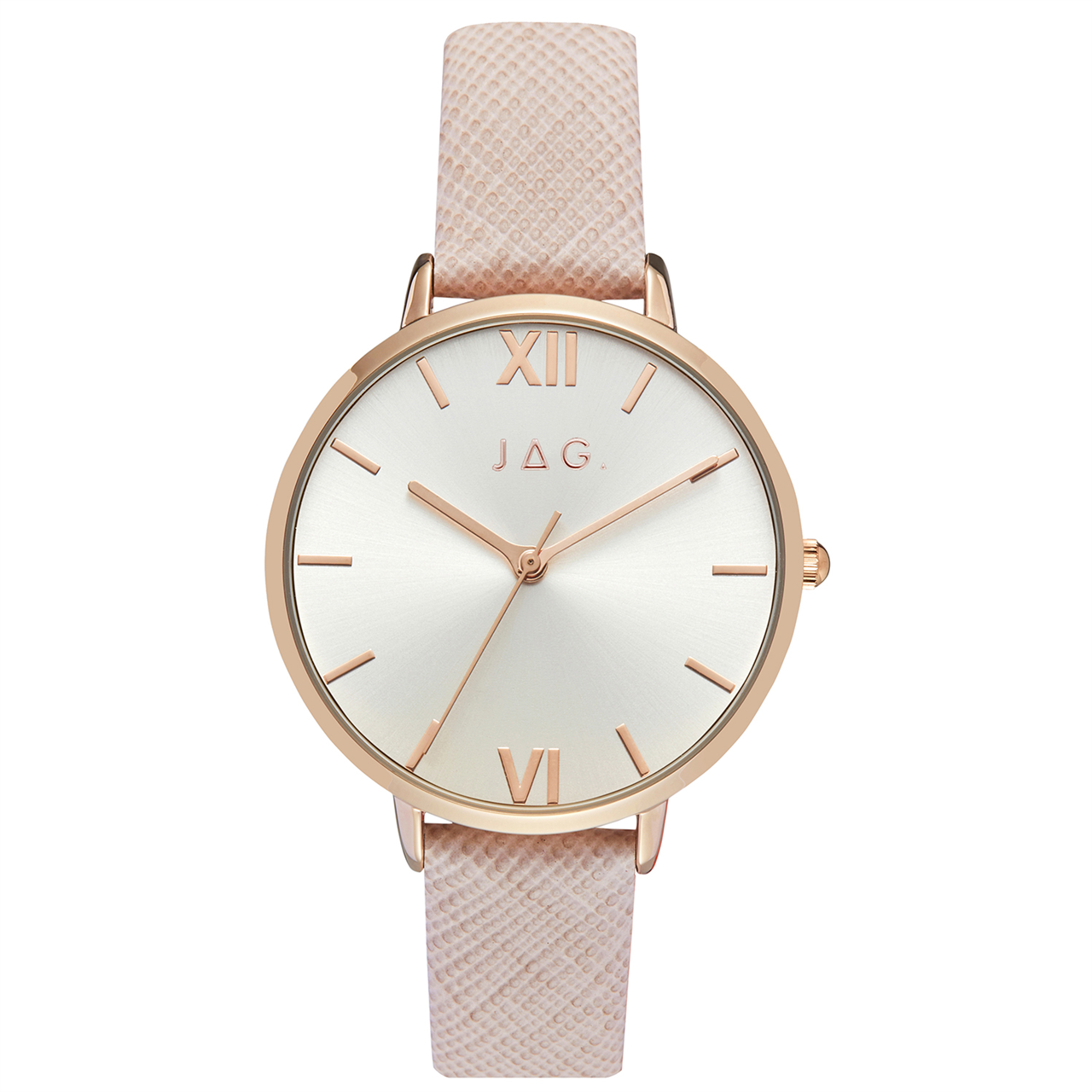 Ladies Elegant White Face Stainless Steel Rose Gold Plated Watch With Pink Band