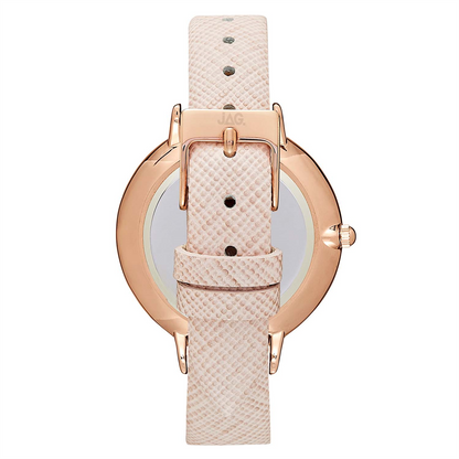 Ladies Elegant White Face Stainless Steel Rose Gold Plated Watch With Pink Band