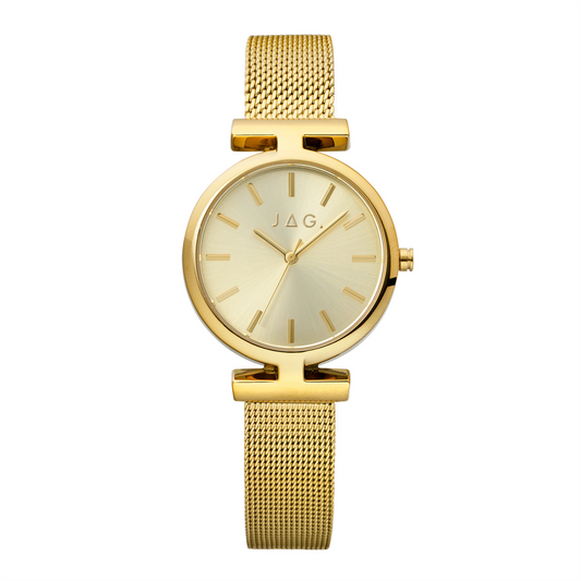 Ladies Stainless Steel Gold Plate Watch Water Resistant