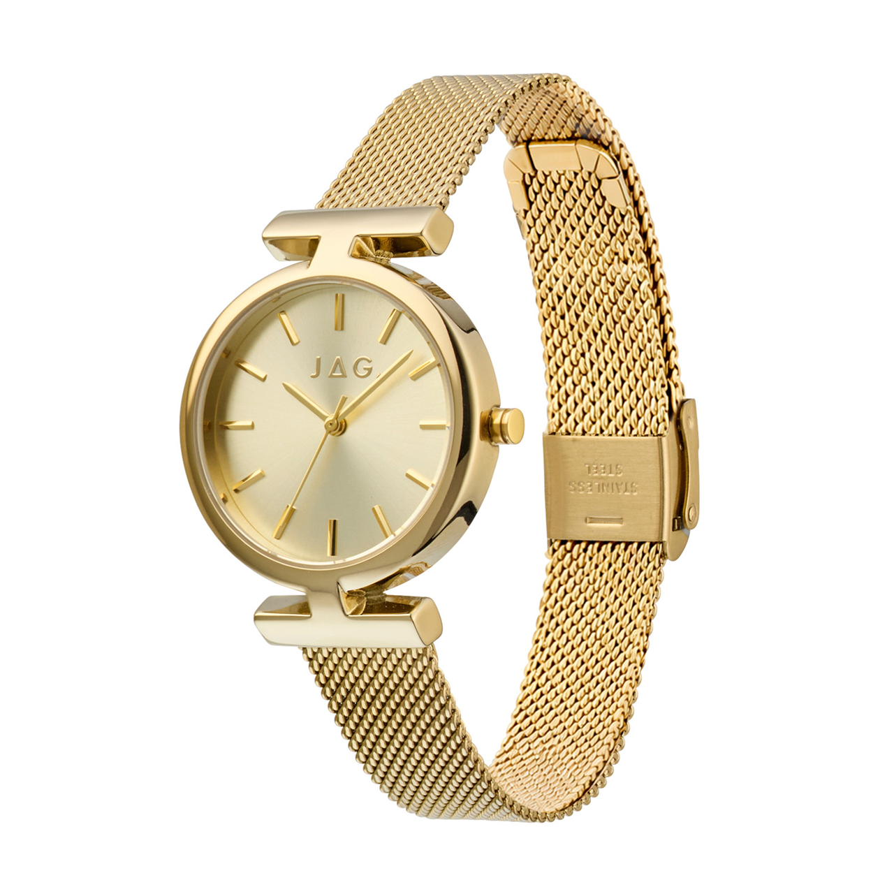 Ladies Stainless Steel Gold Plate Watch Water Resistant