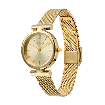Ladies Stainless Steel Gold Plate Watch Water Resistant