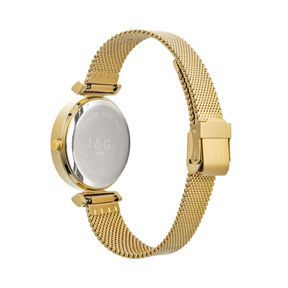 Ladies Stainless Steel Gold Plate Watch Water Resistant