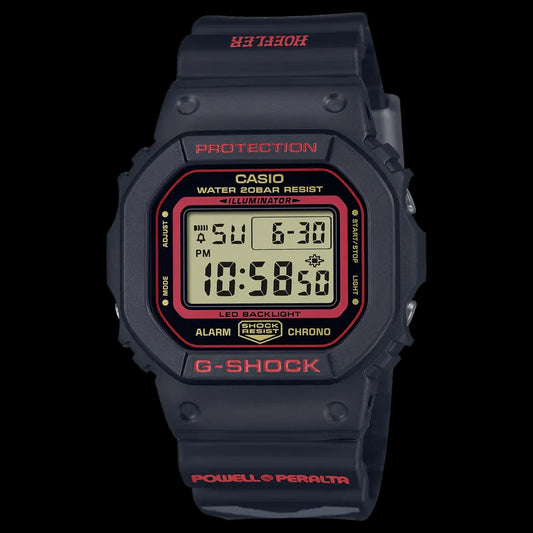 G-Shock Dig Powell Peralta XX Kelvin WR200 Black-Red Face Resin Band