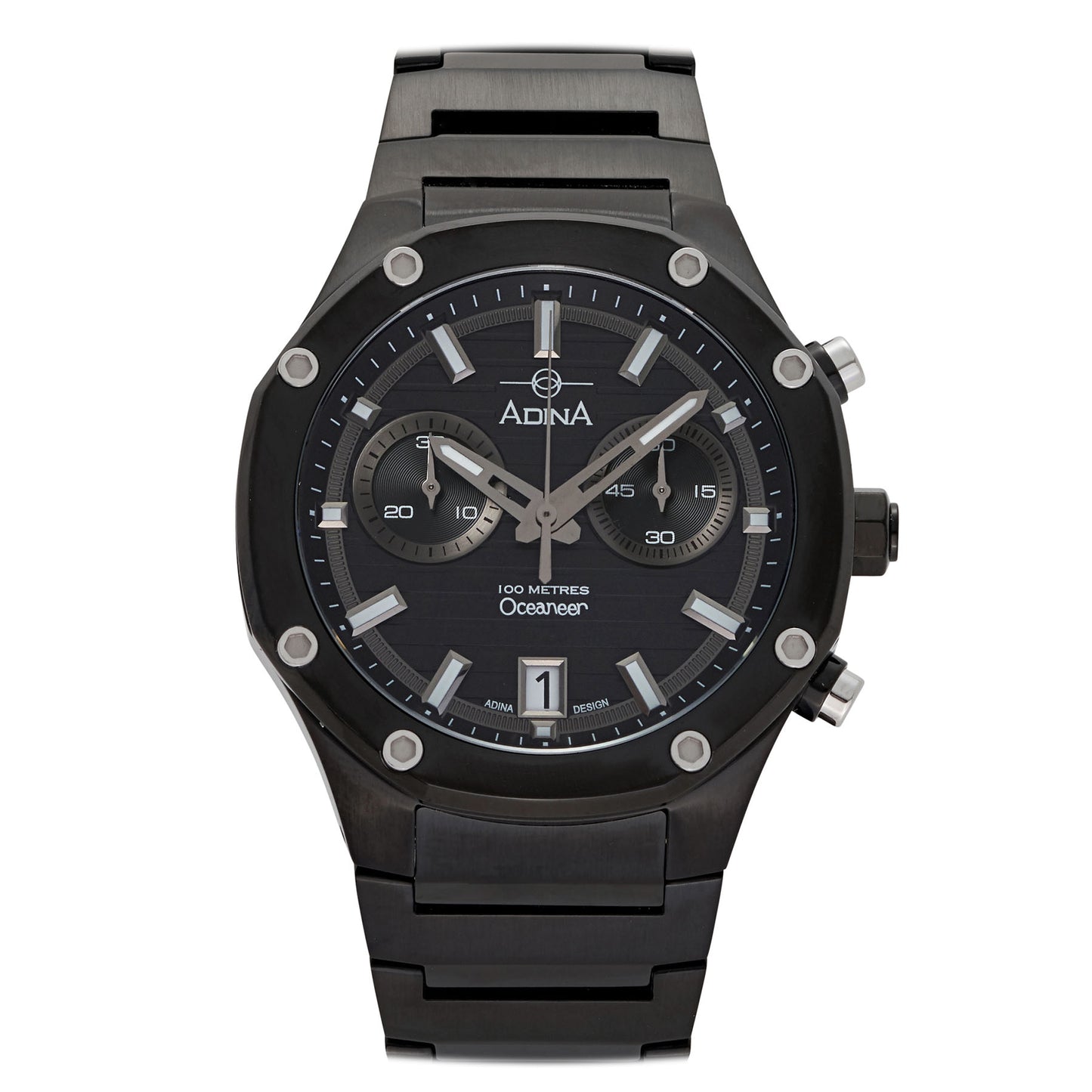 Adina Gents Chronograph 100M Oceaneer Black case Black Dial