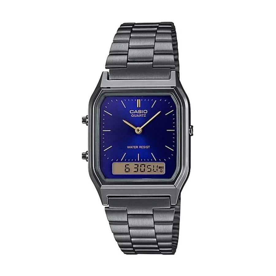 Casio Gents Dress Blue Dial Gun Grey Stainless Steel Timepiece