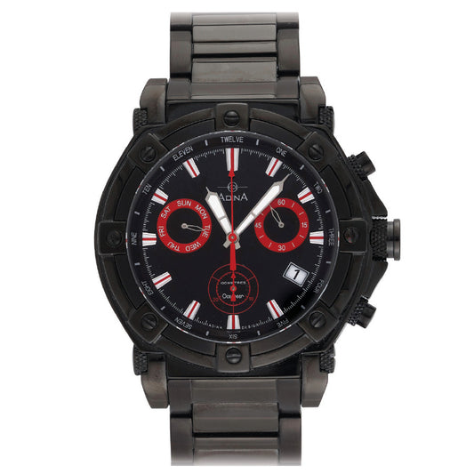 Mens Stainless Oceaneer Black Chrono Sapphire Glass 100Metre Adina Watch