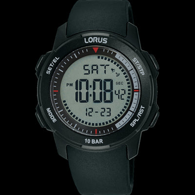 Mens Stainless Steel And Plastic Digital Watch 100M Water Resistant