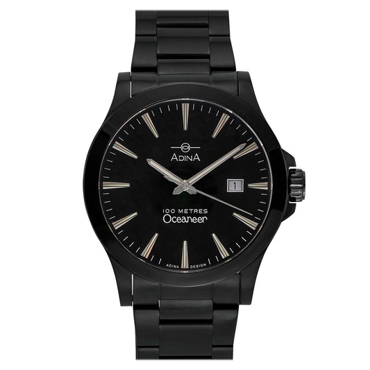 Gents Oceaneer Black Case Black Index Dial On Black Bracelet