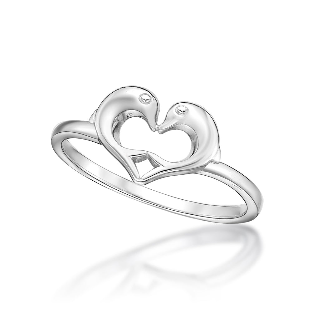 Sterling silver cladder dolphin ring