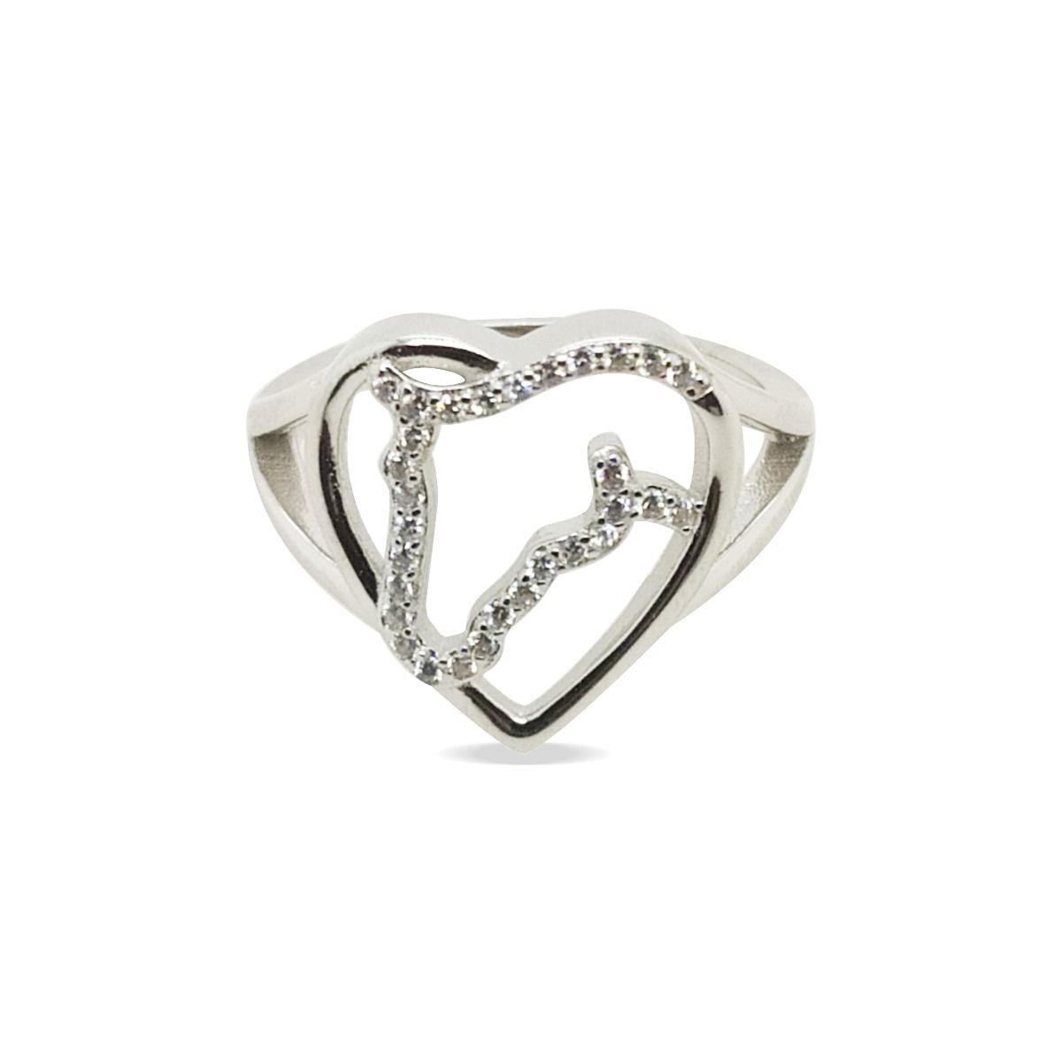 RING S/S AND CZ HORSE IN HEART SIZE 6