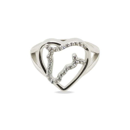 RING S/S AND CZ HORSE IN HEART SIZE 6