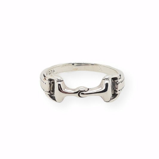 RING STERLING SILVER DOUBLE HORSE BIT BAND SIZE 8