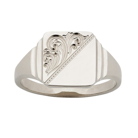 Sterling Silver Engraved Signet Ring