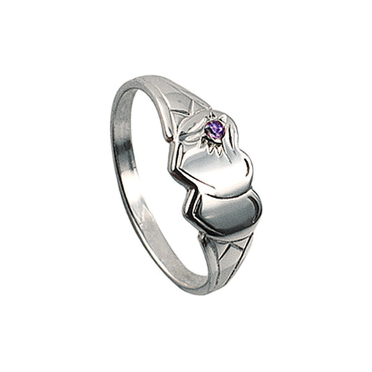 Sterling Silver Double Heart Signet Ring