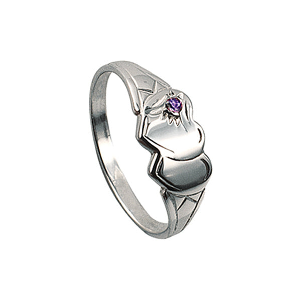 Sterling Silver Double Heart Signet Ring