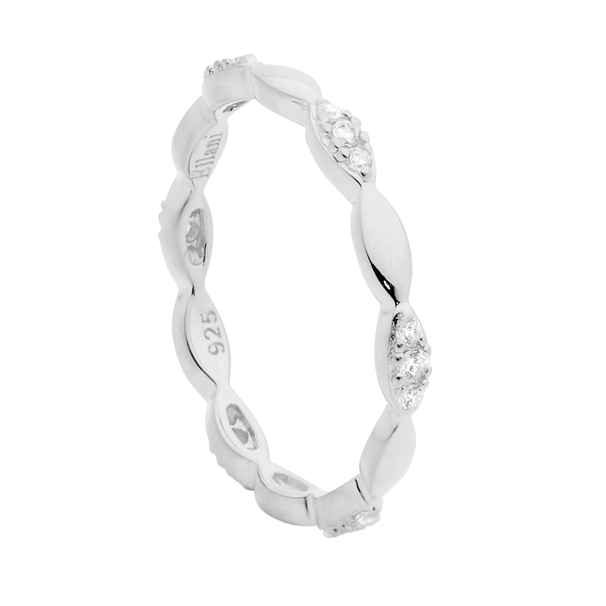 SS Tear Shape Stacker Ring w/ WH CZ - RRP $79 - s9