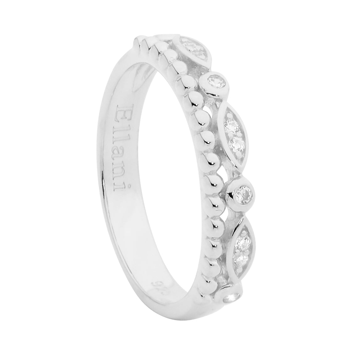 SS Double Row Ring, WH CZ & Bubble Band - RRP $89 - s10