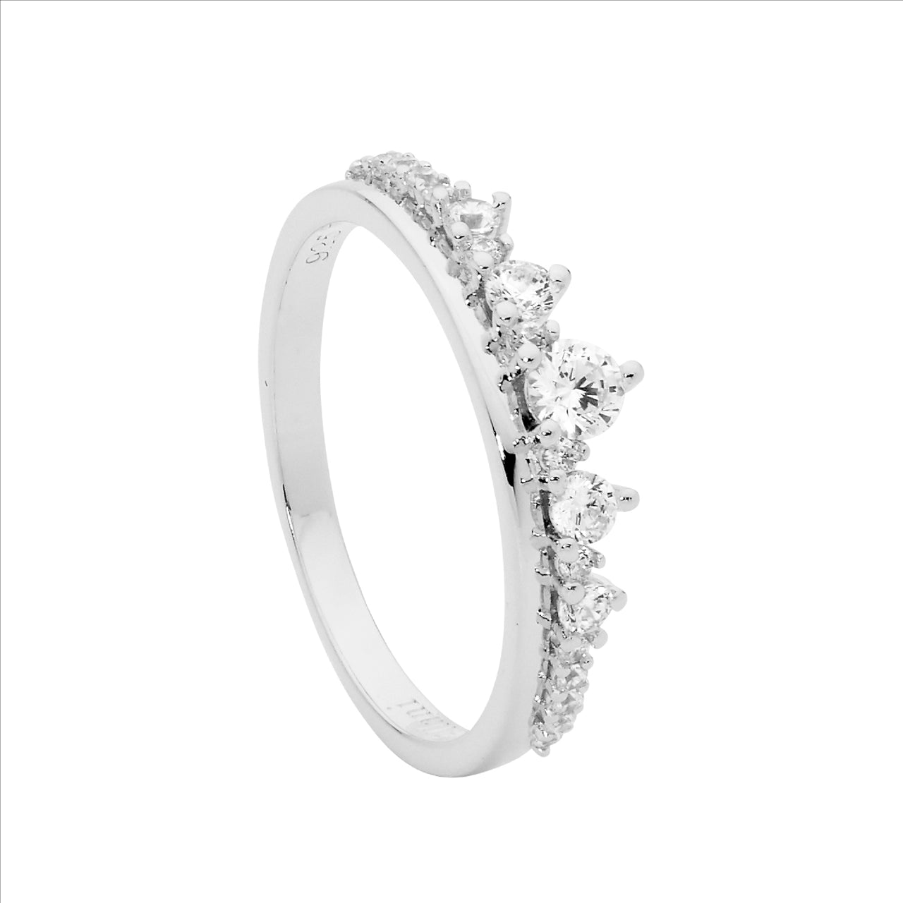 SS plain band ring w/ gradual WH CZ - RRP $99 - 2xs9,1xs10