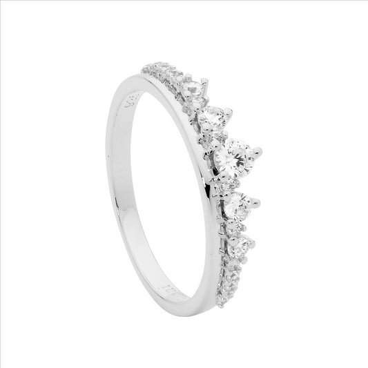 SS plain band ring w/ gradual WH CZ - RRP $99 - 2xs9,1xs10