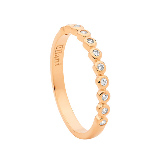 SS WH CZ bezel set ring w/ rose gold plating - RRP $89 - s10